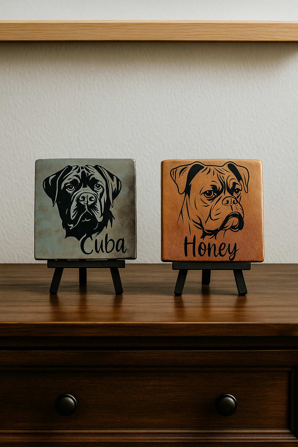 Personalisierte Fliesen mit Hund und Name