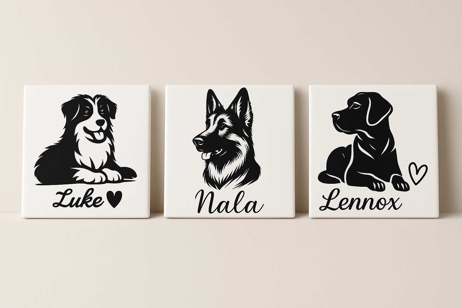 Personalisierte Fliesen mit Hund und Name