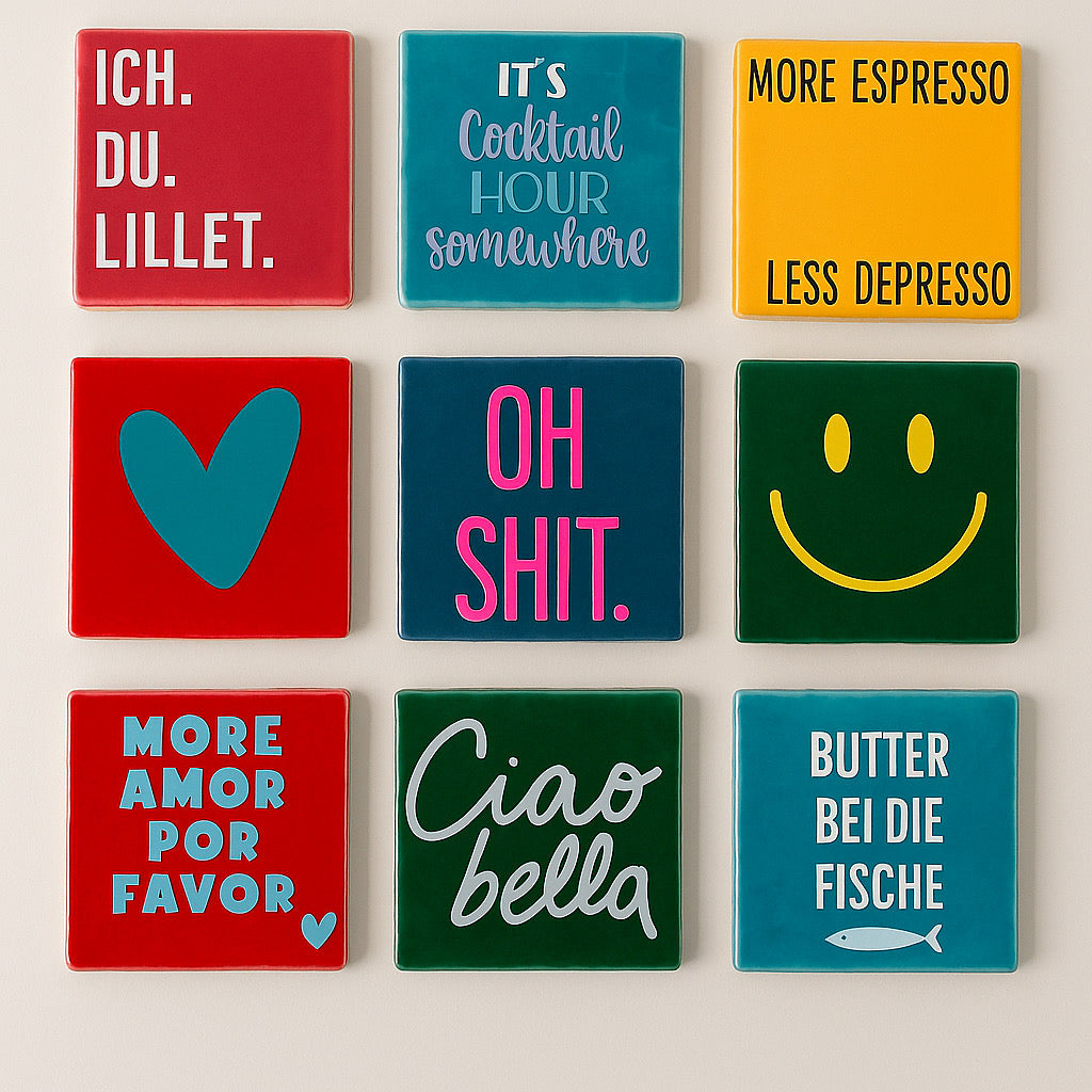 Verschiedene knallige Fliesen - Untersetzer